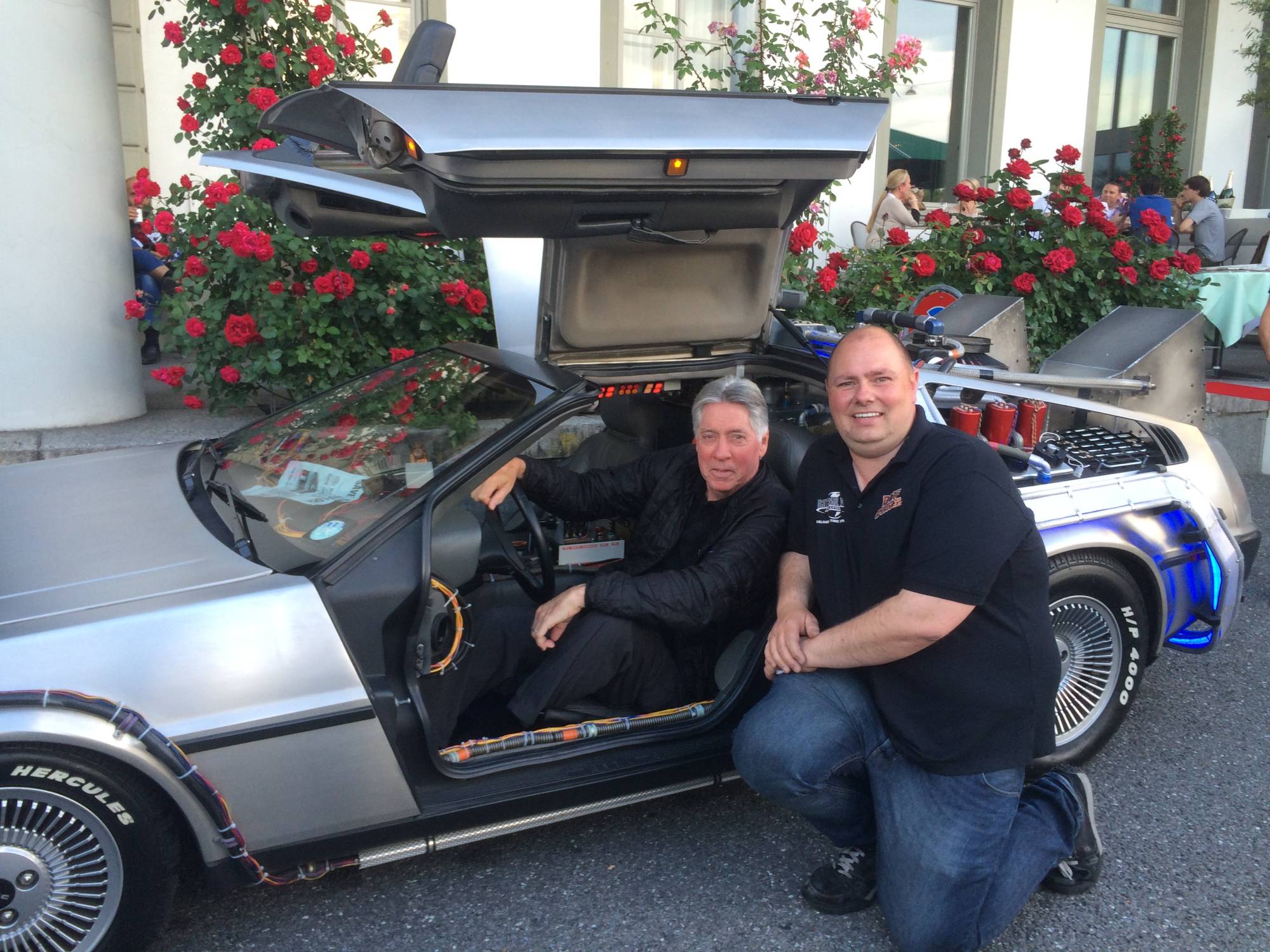 Alan Silvestri in the BTTF Car DeLorean Time Machine at the World Premiere of Back to the Future live in Concert held in Switzerland in 2015