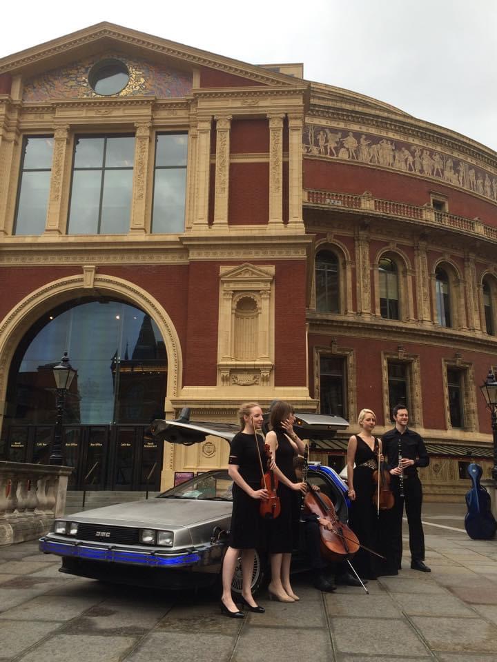 BTTF Car DeLorean Time Machine at the Royal Albert Hall for Back to the Future Live in Concert