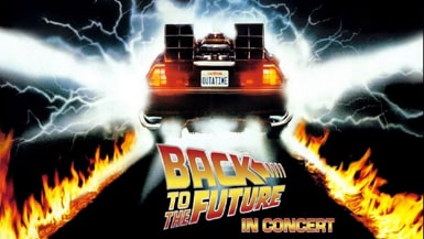 The BTTF Car DeLorean Time Machine Hire, used for the World premiere of Back to the Future Live in Concert