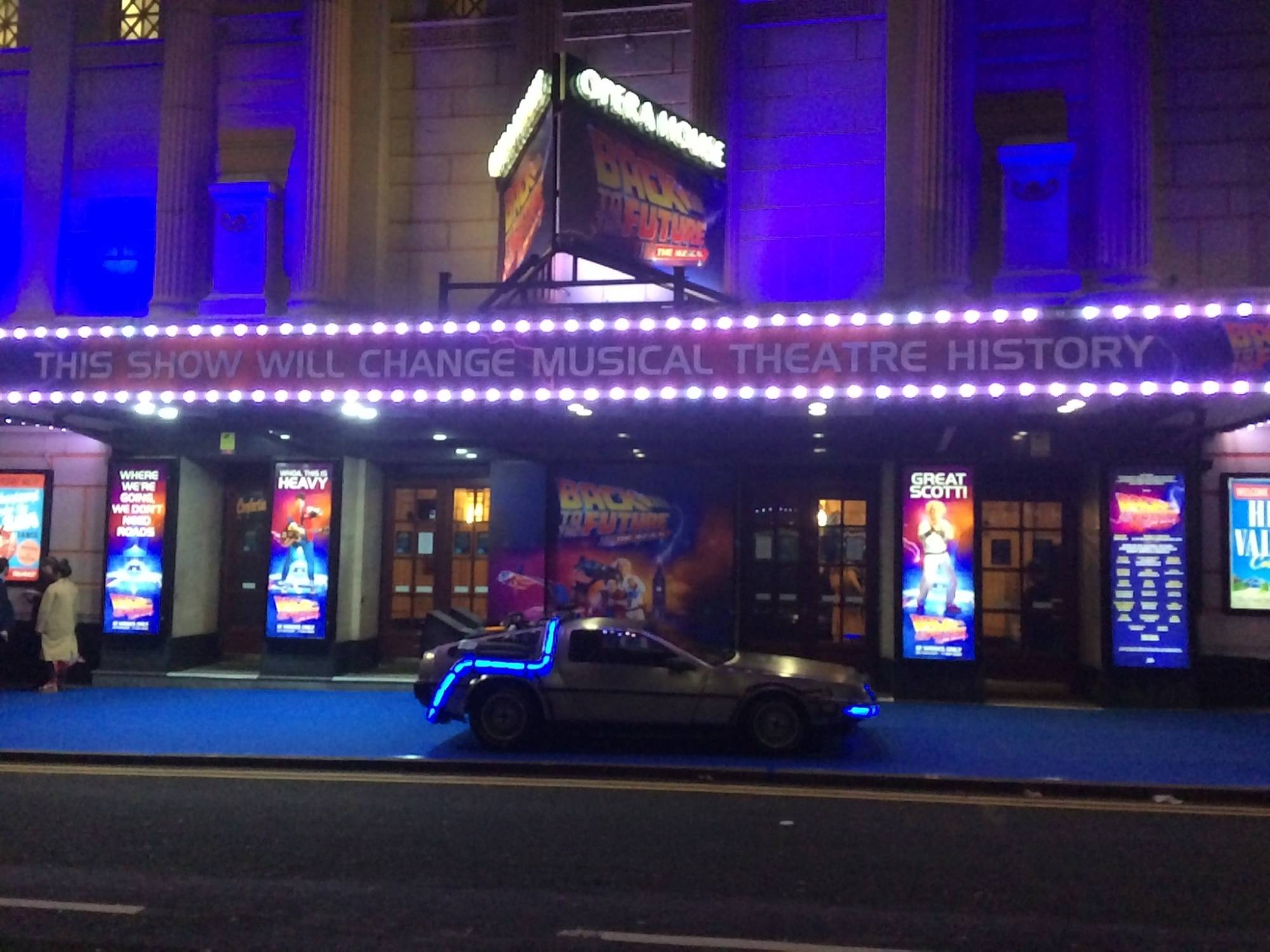 The BTTF Car parked outside the BTTF Musical