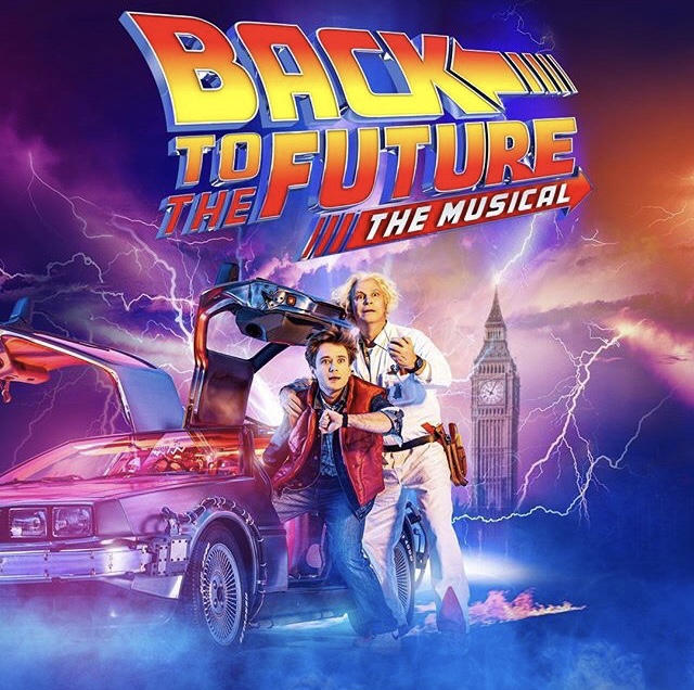 Back to the Future the Musical poster featuring the BTTF Car