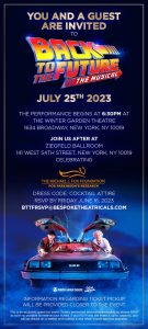 BTTF Musical Broadway VIP Gala Night Invite Ticket