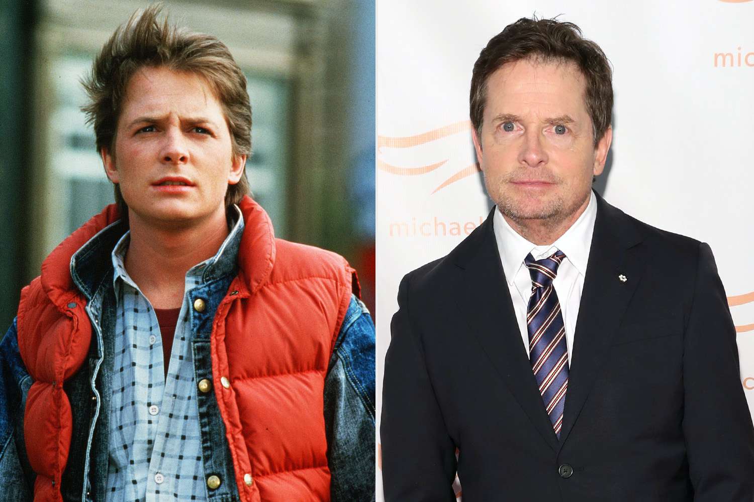 Michael J Fox from Back to the Future and a current upto date photo