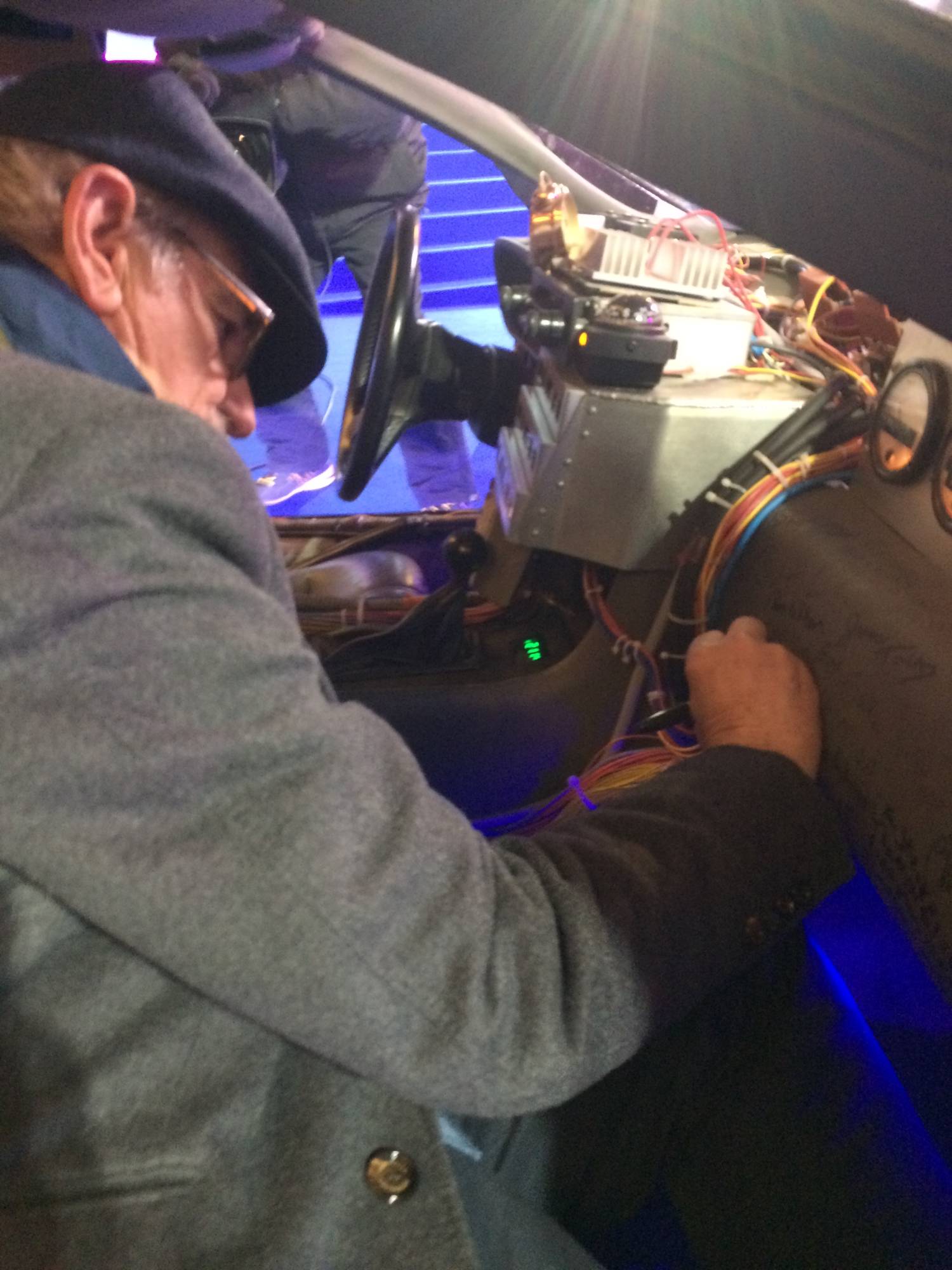 Steven Spielberg signing the BTTF Car DeLorean Time Machine At the European Premiere of Ready Player One 