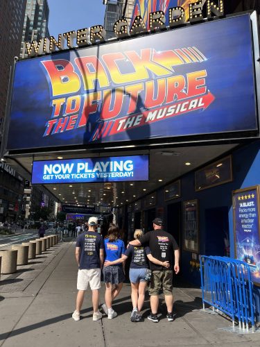 BTTF car at the BTTF Musical Broadway saying goodbye outside the theatre 